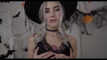 Sexy little witch tittyfucks on Halloween day
