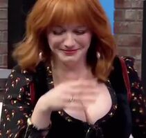 Christina Hendricks is embarassed watching her first titfuck/blowbang video. She's much more skilled now.