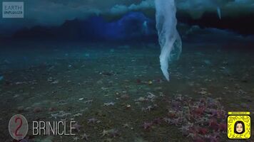 Formation of a brinicle, which freezes everything it touches on the seabed.